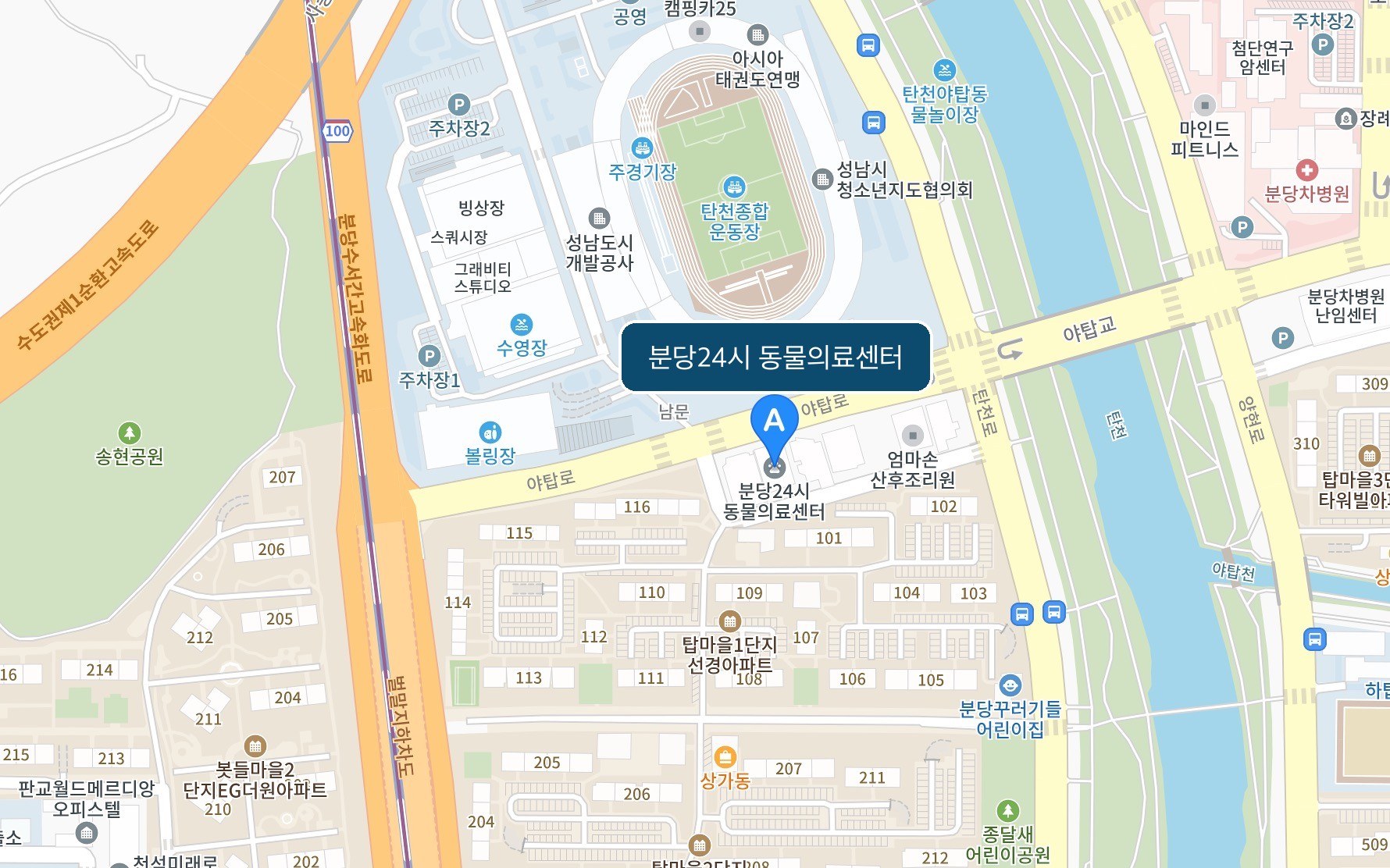 분당24시 동물의료센터 위치 — 야탑로 24 덕인빌딩